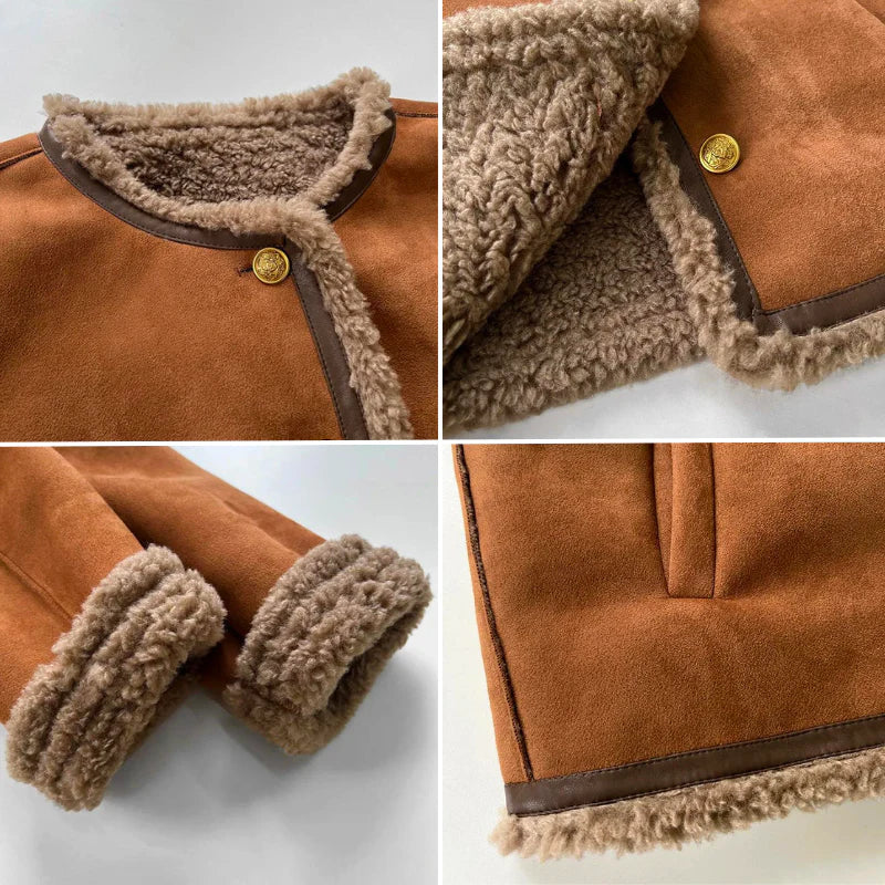 Women's Faux Suede Jacket, Shearling Lined Aviator