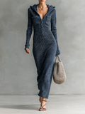 Slim Fit Hooded Knitted Maxi Dress for Women 1