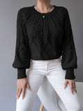Tilda | Cropped Cable Knit Sweater with Lantern Sleeves for Women 4