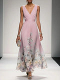 Women's Floral Print Wedding Guest Dress A-Line 5