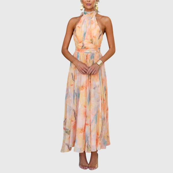 Halter Neck Maxi Dress Sleeveless Formal Fitted
