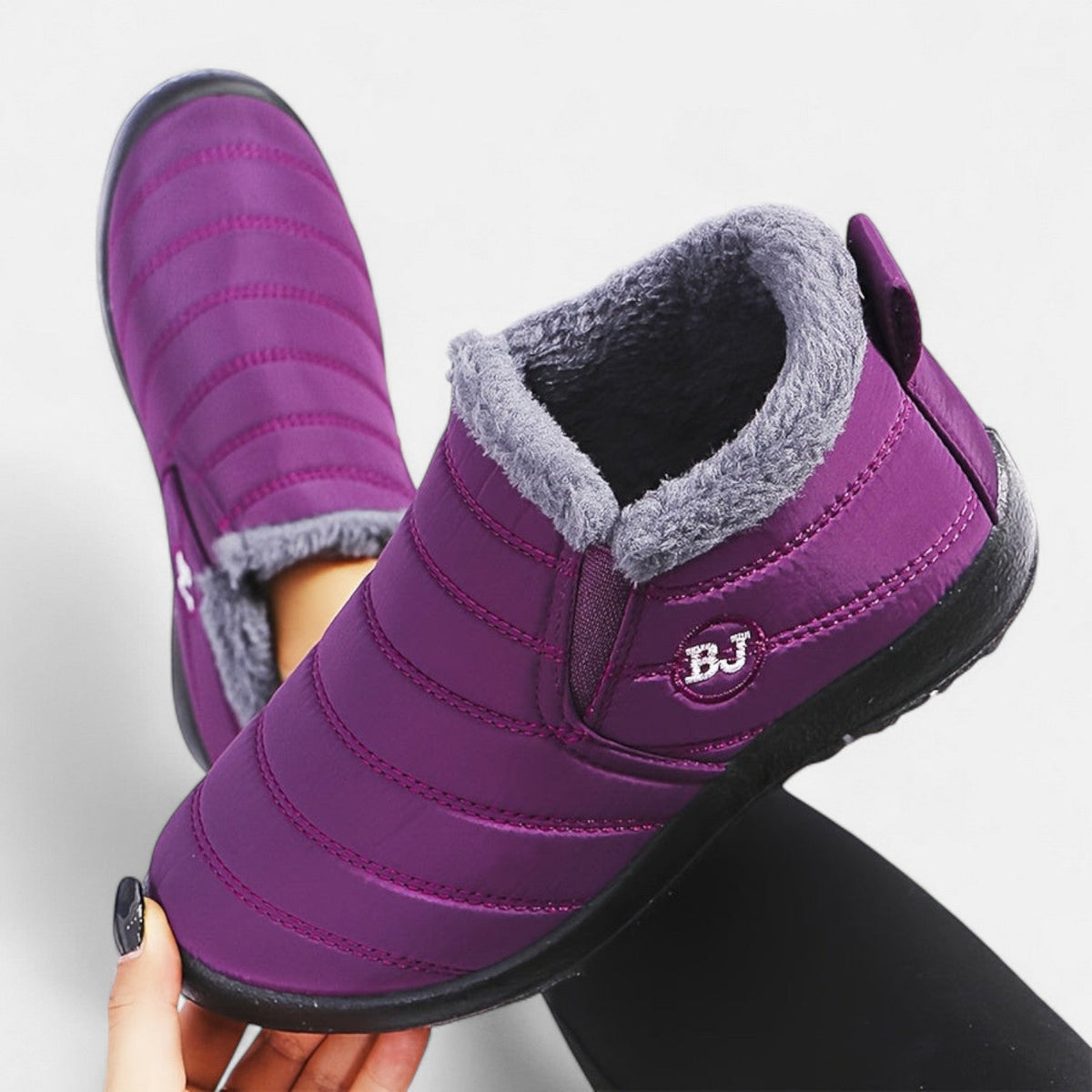 Women's Slip On Snow Boots, Quilted Fur Lined Ankle