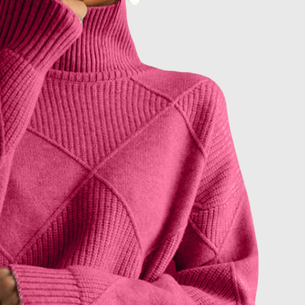 Dagny | Oversized Turtleneck Sweater with Diagonal Seams for Women