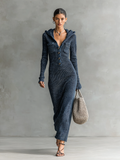 Slim Fit Hooded Knitted Maxi Dress for Women 4