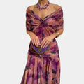 Chiffon Off-Shoulder Midi Dress Ruched Twist Front 4