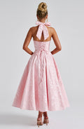 Women's Halter Midi Dress Wedding Guest Fitted 3