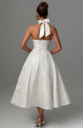 Women's Halter Midi Dress Wedding Guest Fitted 6
