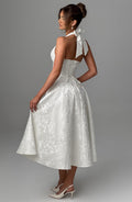 Women's Halter Midi Dress Wedding Guest Fitted 5