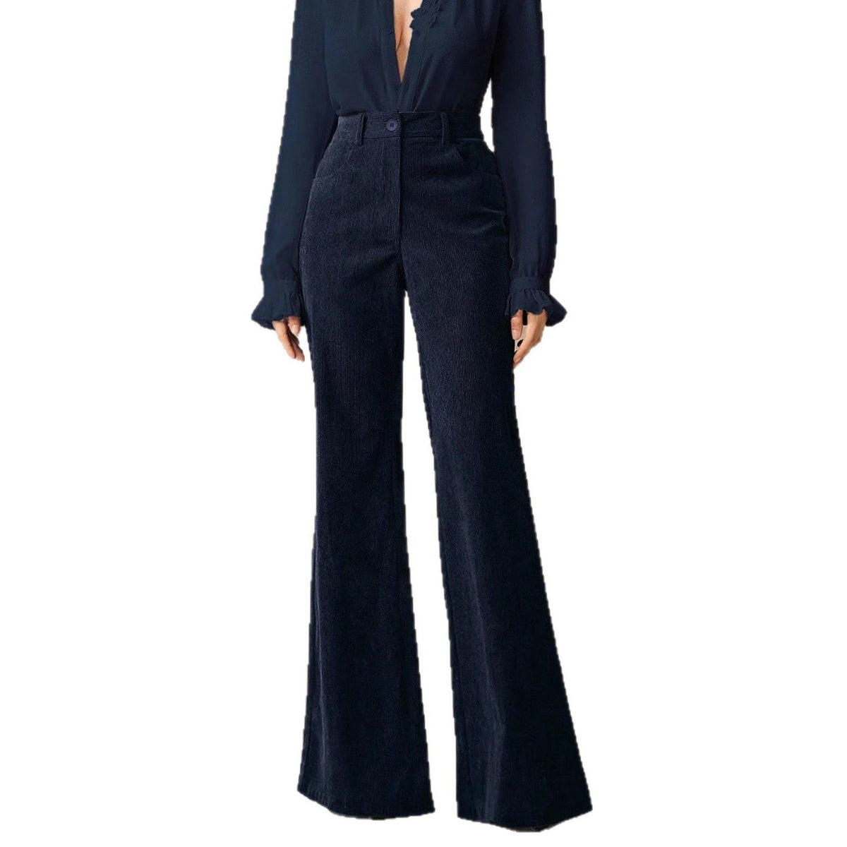 Women's Flare Trousers, High Waist Corduroy