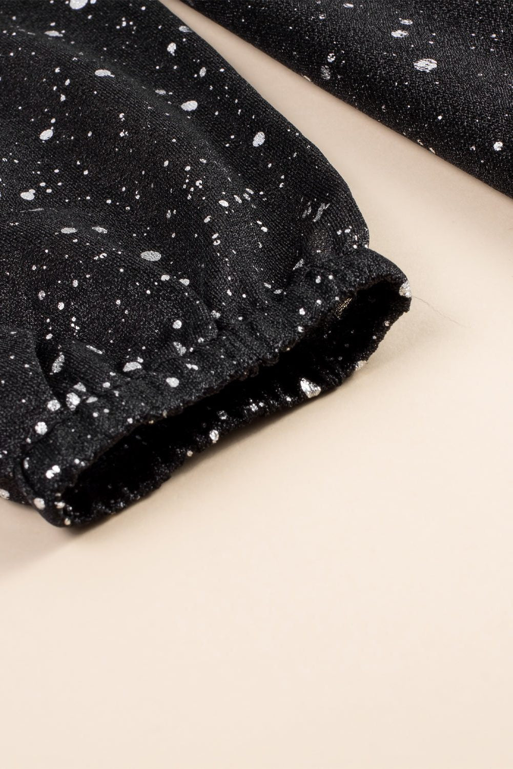 Women's Black Sequin Dress, Wrap V-Neck Long Sleeve Mini