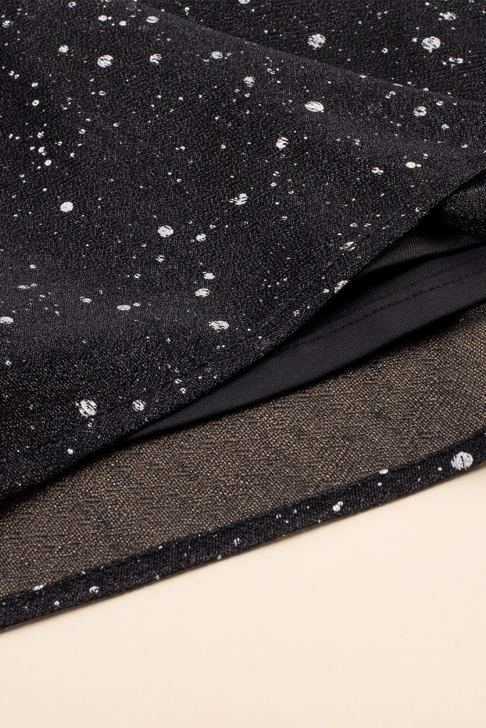 Women's Black Sequin Dress, Wrap V-Neck Long Sleeve Mini