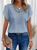 Svea | Chic Women's Crochet Knit Short Sleeve Top 5