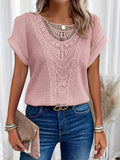 Svea | Chic Women's Crochet Knit Short Sleeve Top 6