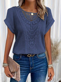 Svea | Chic Women's Crochet Knit Short Sleeve Top 1