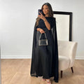 Women's Cape Maxi Dress Wedding Guest Formal 3