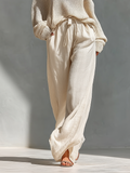 Beige Knit Cold-Shoulder Turtleneck Top and Wide-Leg Pants Set 6