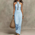 Halter Maxi Dress Sleeveless Criss Cross Neckline Bohemian 2