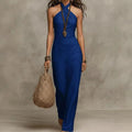 Halter Maxi Dress Sleeveless Criss Cross Neckline Bohemian 3