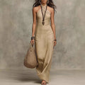 Halter Maxi Dress Sleeveless Criss Cross Neckline Bohemian 4
