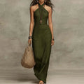 Halter Maxi Dress Sleeveless Criss Cross Neckline Bohemian 5