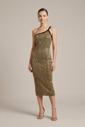 Bodycon Cocktail Dress Sequined One Shoulder Metallic 1