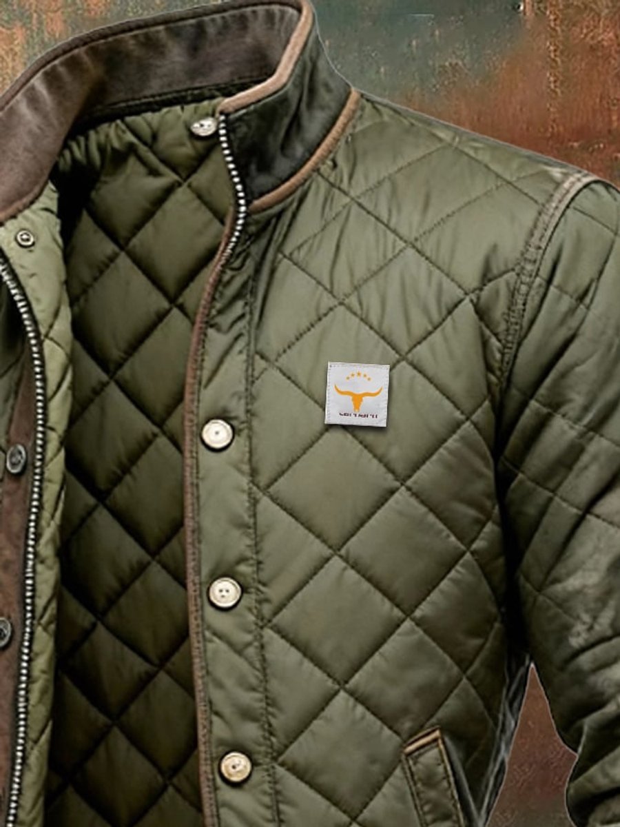Sebastian | Green Quilted Padded Bomber Jacket for Men