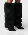 Faux Fur Knee High Boots for Women, Stiletto Heel 5