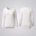 Women's Fuzzy Jumper, Soft Crew Neck 4