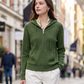 Ingrid | Sporty Women's Wool Ribbed Hood Cardigan 3