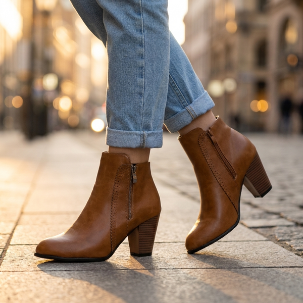 Lenora | Perforated Leather Ankle Boots for Women