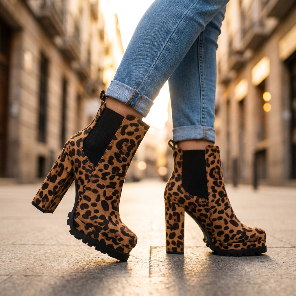 Women's Platform Heeled Ankle Boots, Suede Lug Sole