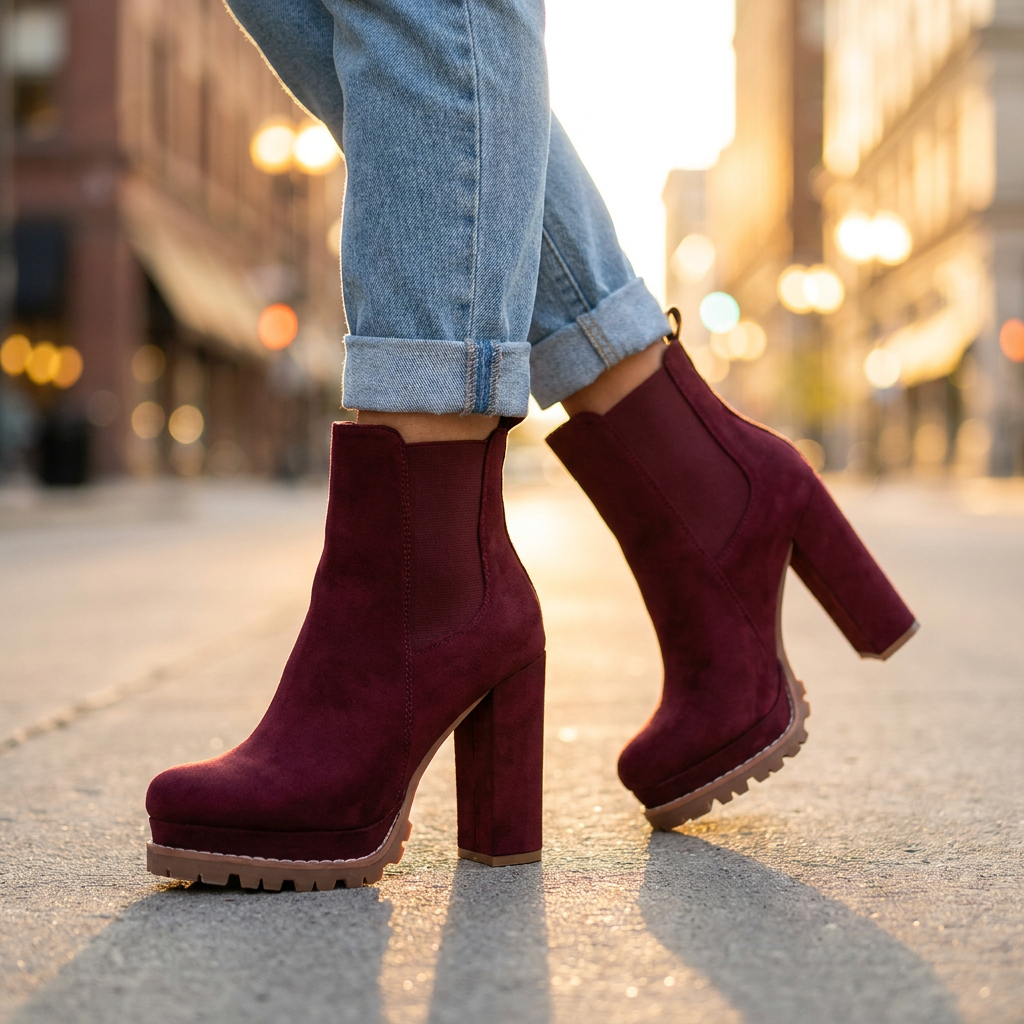 Ivy | Suede Lugged Platform Ankle Boots for Women