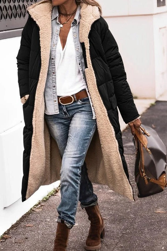 Longline Hooded Padded Coat for Women