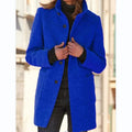 Button-Front Round Neck Wool Blend Coat for Women 3
