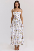 Women's Corset Midi Dress Wedding Guest Elegant Formal 3