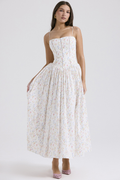 Women's Corset Midi Dress Wedding Guest Elegant Formal 4