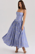Women's Corset Midi Dress Wedding Guest Elegant Formal 6