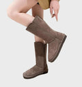 Side Zip Sheepskin Lined Suede Boots for Women 4