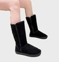 Side Zip Sheepskin Lined Suede Boots for Women 3