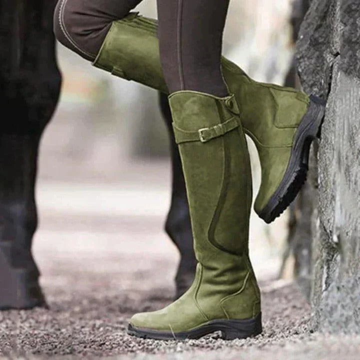 Women's Waterproof Knee High Boots, Flat Riding Style