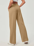 Women's Wide Leg Trousers, Pleated Pull-On Work Trousers 4