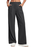 Women's Wide Leg Trousers, Pleated Pull-On Work Trousers 5