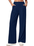 Women's Wide Leg Trousers, Pleated Pull-On Work Trousers 7