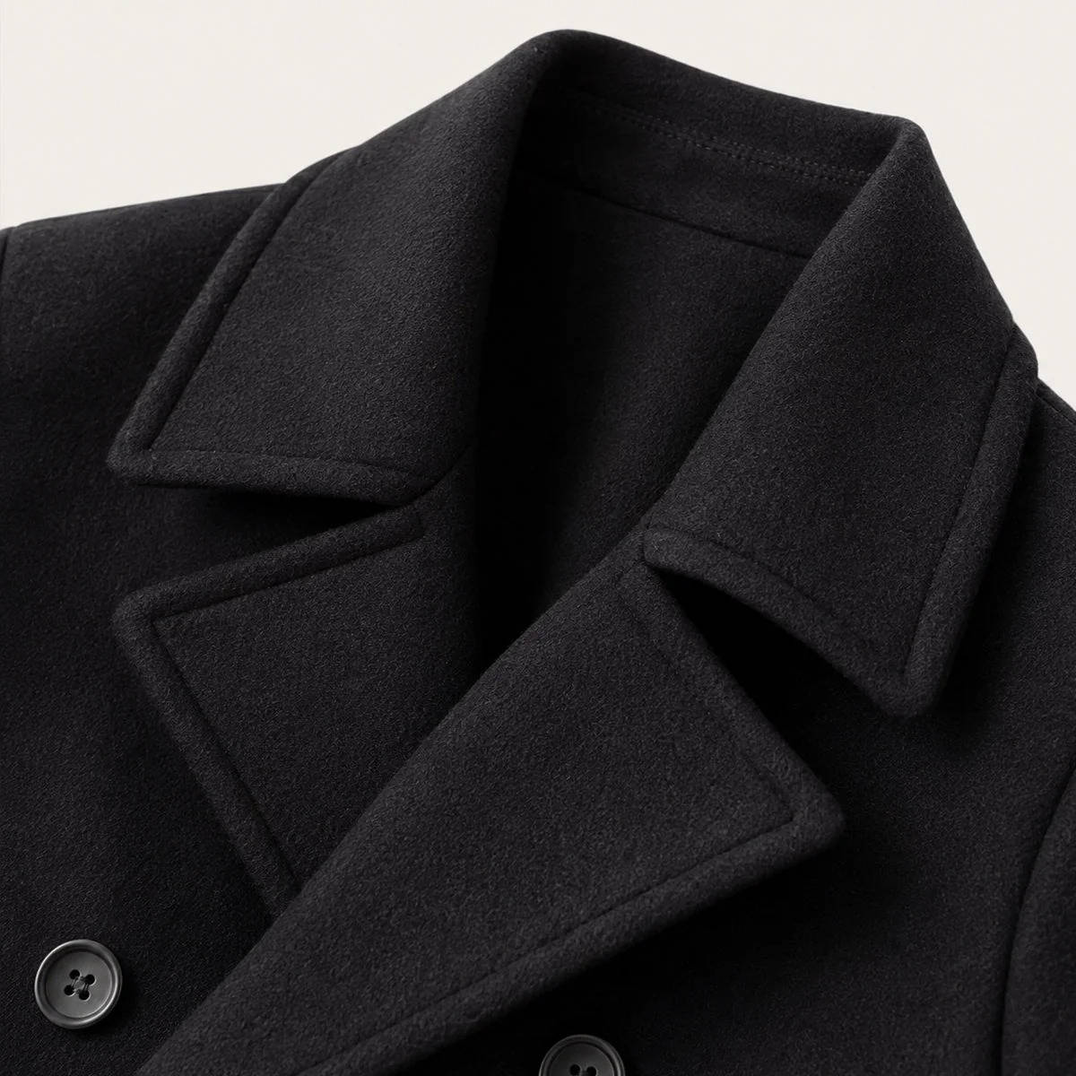 Wesley | Black Double-Breasted Peacoat for Men