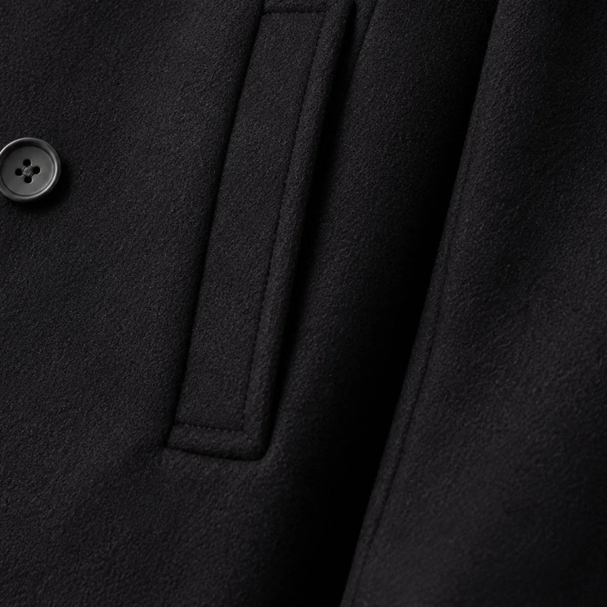 Wesley | Black Double-Breasted Peacoat for Men