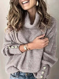 Heike | Ribbed Cowl Neck Sweater with Button Cuffs for Women 3