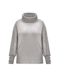 Heike | Ribbed Cowl Neck Sweater with Button Cuffs for Women 5