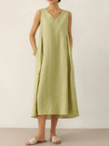 Linen Sleeveless Maxi Dress A-Line 100% Linen 3