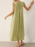 Linen Sleeveless Maxi Dress A-Line 100% Linen 5