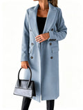 Long Double-Breasted Wool Trench Coat for Women 1